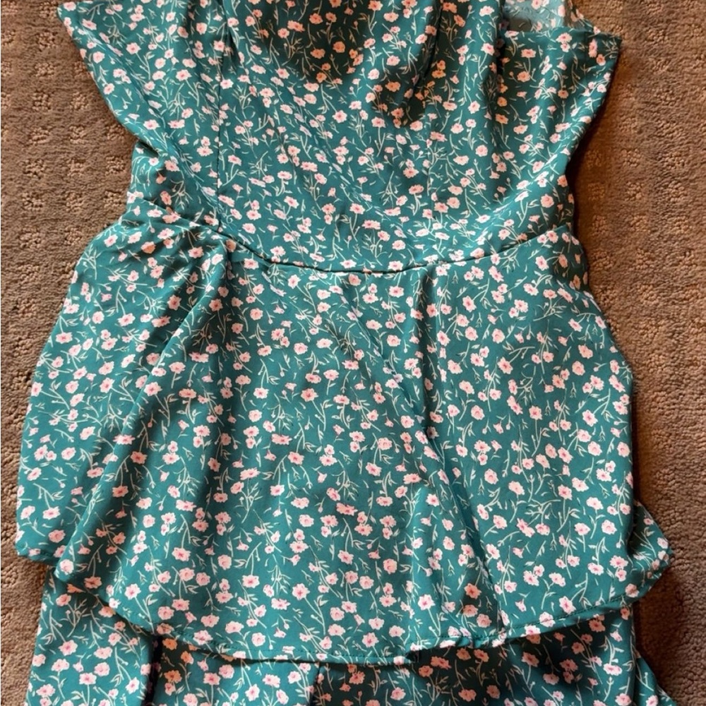 Floral Green romper